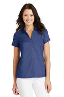 Woven Shirts Collared Shirt - Port Authority Ladies Textured Camp Shirt Port Authority