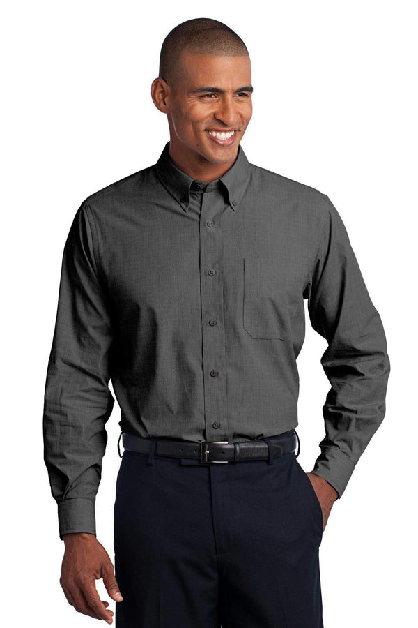 Woven Shirts Port Authority Tall Crosshatch Easy Care Shirt. TLS640 Port Authority