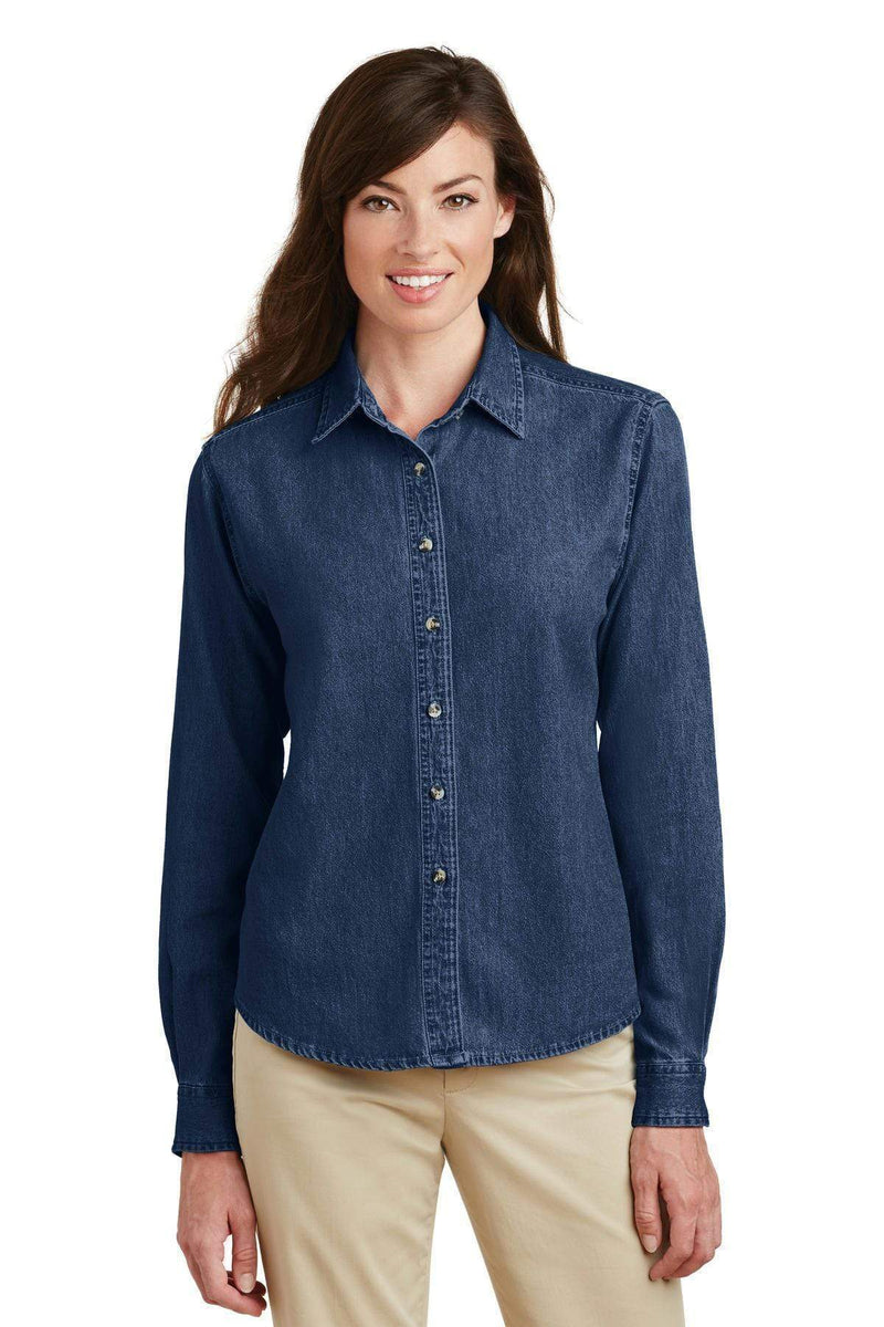 Woven Shirts Port & Company - Ladies Long Sleeve Value Denim Shirt.  LSP10 Port & Company