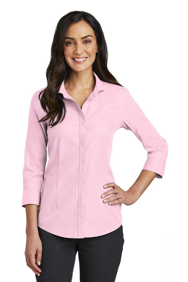 Woven Shirts Red House  Ladies 3/4-sleeve Nailhead Non-iron Shirt. Rh690 - Pink - 3xl Red House