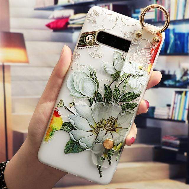 Wrist Strap Case For Samsung Galaxy A50 A81 A71 A51 A70 A60 A30 A40 A10 A21 A7 A8 A9 J5 J7 Prime J4 J6 Plus J8 Soft Cover Flower