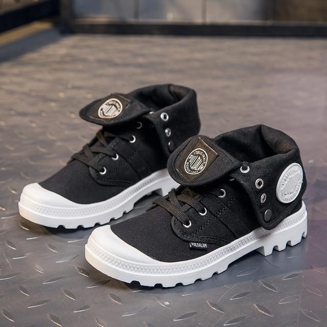 WXWSWZ 2018 Fashion High Top Sneakers Canvas Shoes Women Casual Shoes White Flat Female Basket Lace Up Solid Trainers Chaussure-black white-4.5-JadeMoghul Inc.