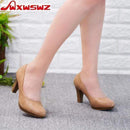WXWSWZ 2018 New  Women Med Heels  High Quality Shoes Classic Pumps Shoes for Office Ladies Shoes European size36-41 Women shoes