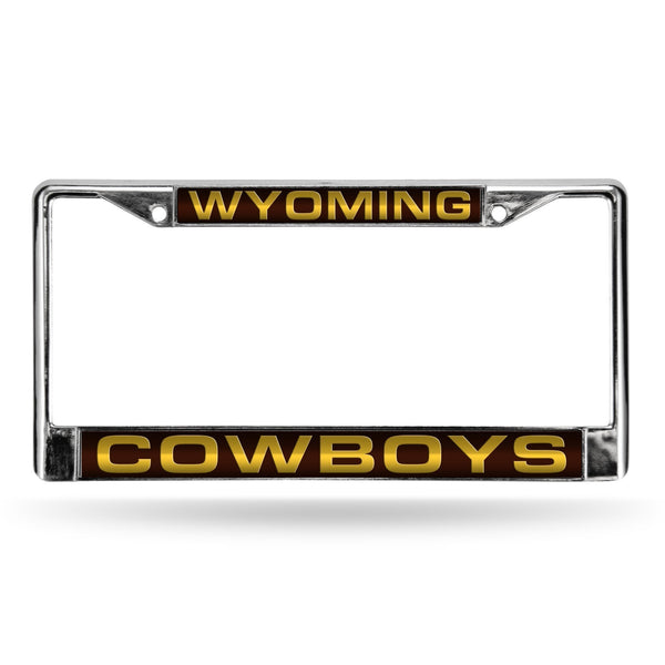 Toyota License Plate Frame Wyoming Brown Laser Chrome Frame