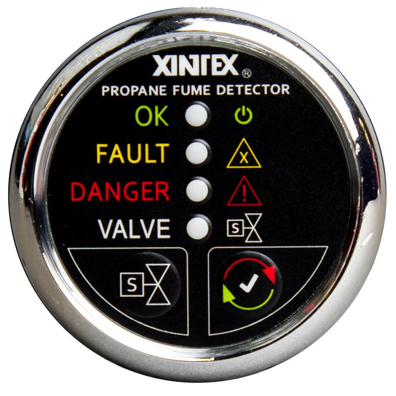 Xintex Propane Fume Detector w-Plastic Sensor Solenoid Valve - Chrome Bezel Display [P-1CS-R]-Fume Detectors-JadeMoghul Inc.