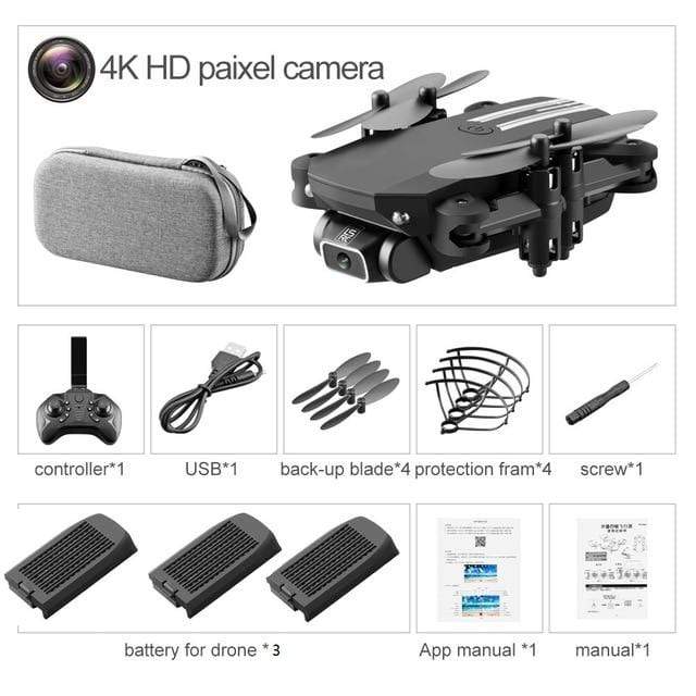 XKJ 2020 New Mini Drone 4K 1080P HD Camera WiFi Fpv Air Pressure Altitude Hold Black And Gray Foldable Quadcopter RC Dron Toy AExp