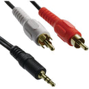 Y-Adapter with 3.5mm Stereo Plug to 2 RCA Plugs, 6ft-Cables, Connectors & Accessories-JadeMoghul Inc.