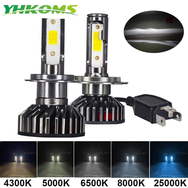 YHKOMS Mini Size Car Headlight H4 H7 LED 3000K 4300K 5000K 6500K 8000K 25000K H1 H8 H9 H11 9005 9006 LED Bulb Auto Fog Light 12V JadeMoghul Inc. 