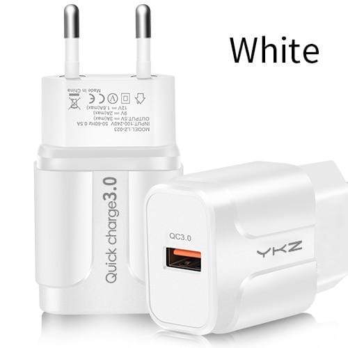 YKZ Mobile Phone Charger Quick Charge QC 3.0 4.0 18W Fast Charging EU US Plug Adapter Wall USB Charger For iPhone Samsung Xiaomi AExp