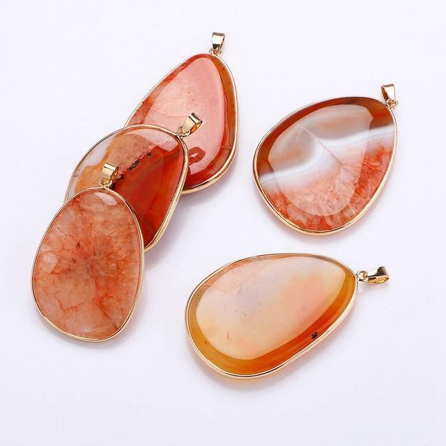 Yumten Natural Gemstone Pendant Necklace Stone Power Crystal Statement Pendentif Jewelry Ribbon Women Long Necklace Colgantes