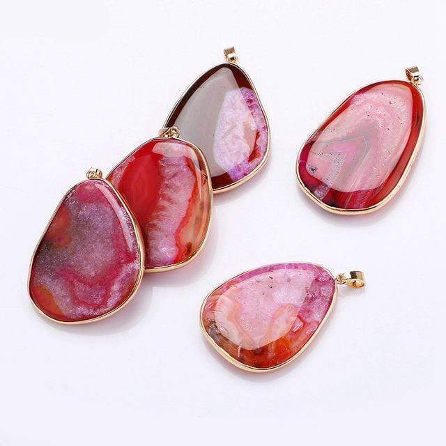 Yumten Natural Gemstone Pendant Necklace Stone Power Crystal Statement Pendentif Jewelry Ribbon Women Long Necklace Colgantes