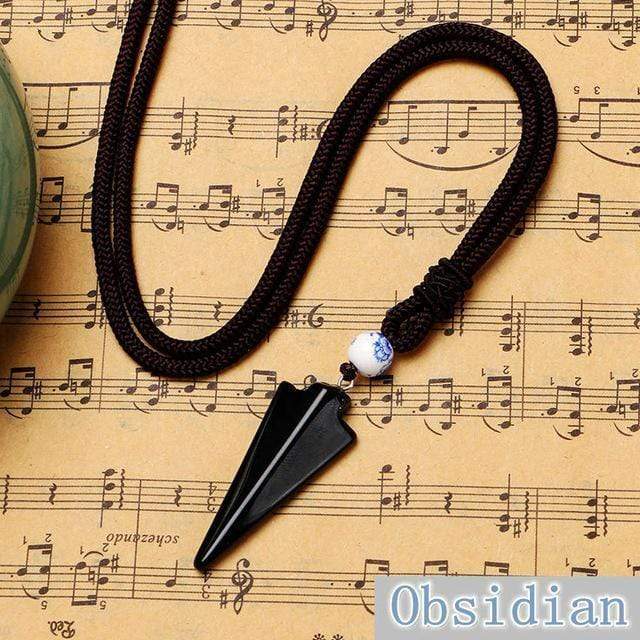 Yumten Natural Stone Arrow Pendant Rope Chain Necklace Crystal Jewelry Choker Rhinestone Malachite Tiger Eye Opal Ketting Quartz