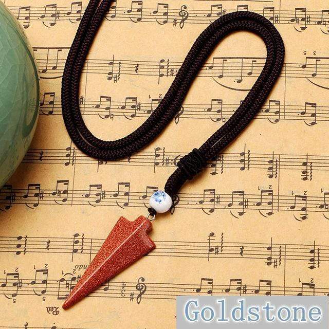 Yumten Natural Stone Arrow Pendant Rope Chain Necklace Crystal Jewelry Choker Rhinestone Malachite Tiger Eye Opal Ketting Quartz