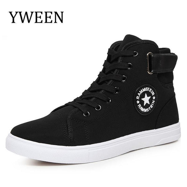 YWEEN Men Canvas Shoes Spring Autumn Top Fashion Sneakers Lace-up High Style Solid Colors Flat Man Casual Shoes-Black-6-JadeMoghul Inc.