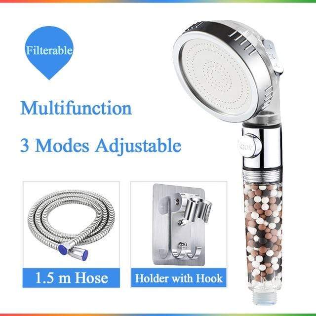 ZhangJi Bathroom 3-Function SPA shower head with switch on/off button high Pressure Anion Filter Bath Head Water Saving Shower JadeMoghul Inc. 