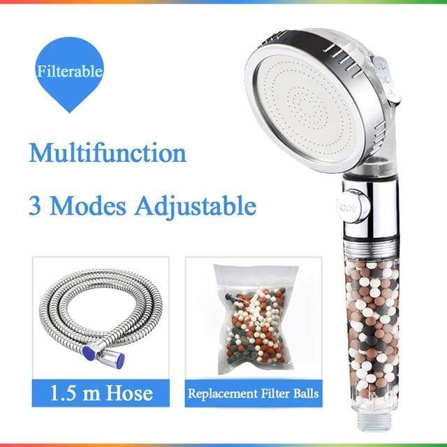 ZhangJi Bathroom 3-Function SPA shower head with switch on/off button high Pressure Anion Filter Bath Head Water Saving Shower JadeMoghul Inc. 