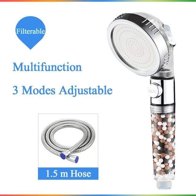 ZhangJi Bathroom 3-Function SPA shower head with switch on/off button high Pressure Anion Filter Bath Head Water Saving Shower JadeMoghul Inc. 
