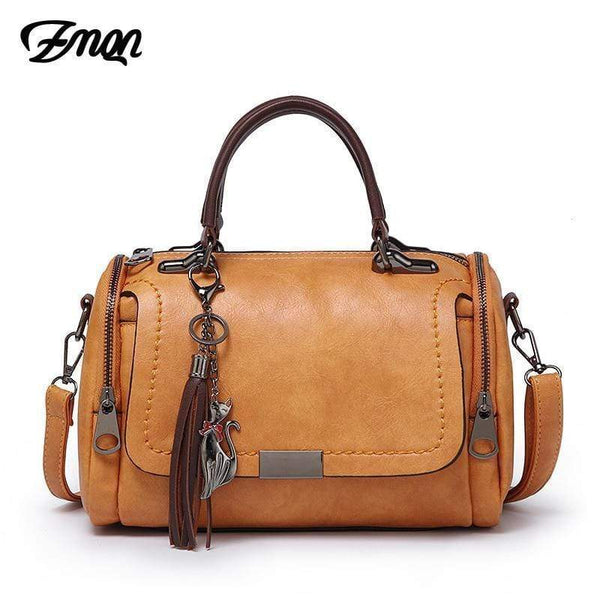ZMQN Woman Bags 2018 Crossbody Bags For Women Retro Vintage Ladies Leather Handbags Women Tassel Shoulder Bag Female Zipper C648